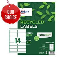 Avery Recycled Labels, 99.1 x 38.1 mm, 14 Labels Per Sheet