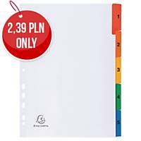 Exacompta White Card Printed A4 Indices, Mylar Tabs 5 Part (1-5) Coloured Tabs