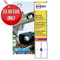 Avery L4774-20 Resistant Labels, 99.1 x 139 mm, 4 Labels Per Sheet