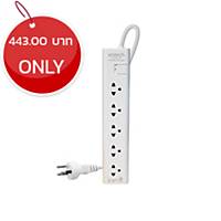 ANITECH H1135 EXTENSION CABLE 5 SOCKETS 1 SWITCHES 3 METERS WHITE
