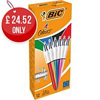 BIC 4 Colours Shine Retractable Ballpoint Pens Medium Assorted - Box of 12