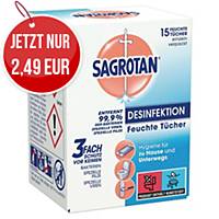 Sagrotan Desinfektions-Feuchttücher, einzeln verpackt, 15 Stück
