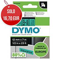 Nastro D1 per etichettatrice Dymo 12 mm nero/verde S0720590