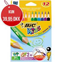 Farveblyanter BIC Kids Evolution Triangle, æske a 12 blandede farver