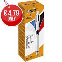 BIC 4 Colours 3+1HB Retractable Ball Pens and Mechanical Pencil - Box of 12