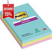 Post-It Super Sticky Notes Lined 101x152mm Miami Asst - Pack Of 3