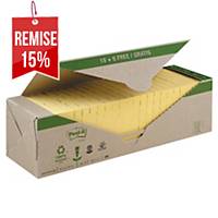Notes recyclées Post-it - 76 x 76 mm - jaunes - 24 blocs x 100 feuilles