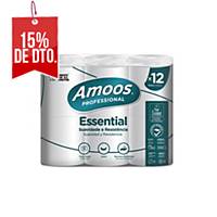 Papel higiénico Amoos Essential - 2 capas - 24 m - Pack de 12 rollos