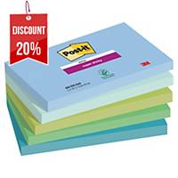 Post-it® Super Sticky Notes Oasis Collection, 76mm x 127mm, 5 Pads of 90 Sheets