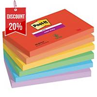 Post-it® Super Sticky Notes Playful Collection, 76mm x 127mm, 6 Pads/90 Sheets