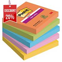 Post-it® Super Sticky Notes, Boost Colour Collection, 76 mm x 76 mm
