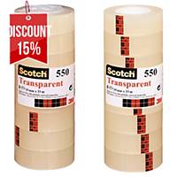 Adhesive tape Scotch 550, transparent, 19 mm x 33 m - pack of 8