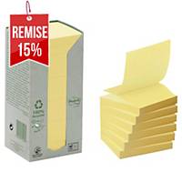 Z-Notes recyclées Post-it - 76 x 76 mm - jaunes - tour 16 blocs x 100 feuilles