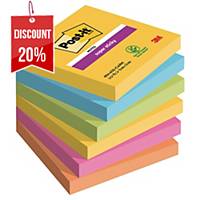 3M Post-it® Super Sticky Notes, 76x76mm, Mixed Rio, 6 Pads/90 Sh