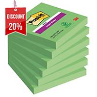3M Post-it® Super Sticky Notes, 76x76mm, Green, 6 Pads/90 Sh