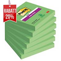 3M Post-it® 654 Super Sticky Haftnotizen, 76x76mm, grün, 6 Blöcke/90 Blatt