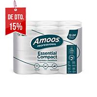 Papel higiénico Amoos Compact - 2 folhas - 35 m - Pacote de 12 rolos