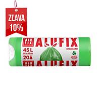 Vrecia Alufix na odpad, HDPE polyetylén, zaťahovacie, zelené, 45 l, 20 ks